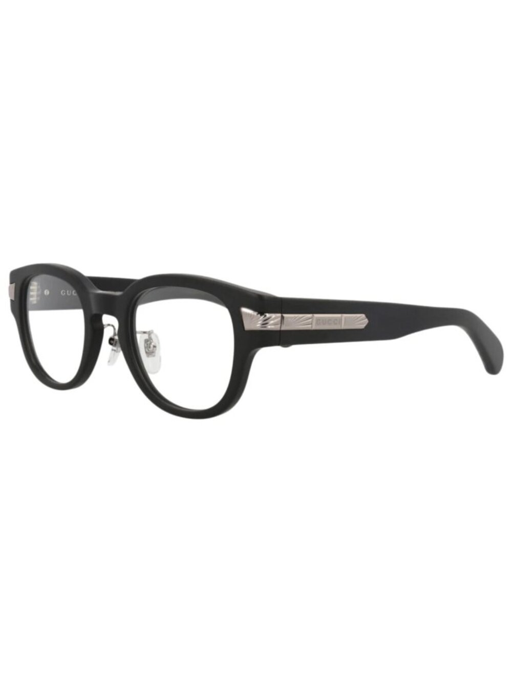 New Gucci Women's Eyeglasses Round Oval Recycled Acetate Frame Black Black